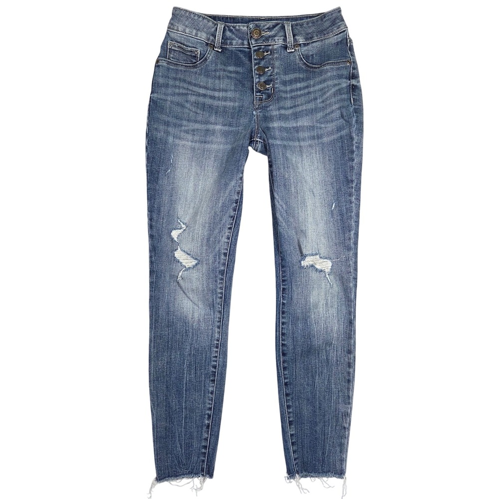 Maurices Womens Jeans Size 27 Distressed Blue Denim Skinny Western Boho Casual